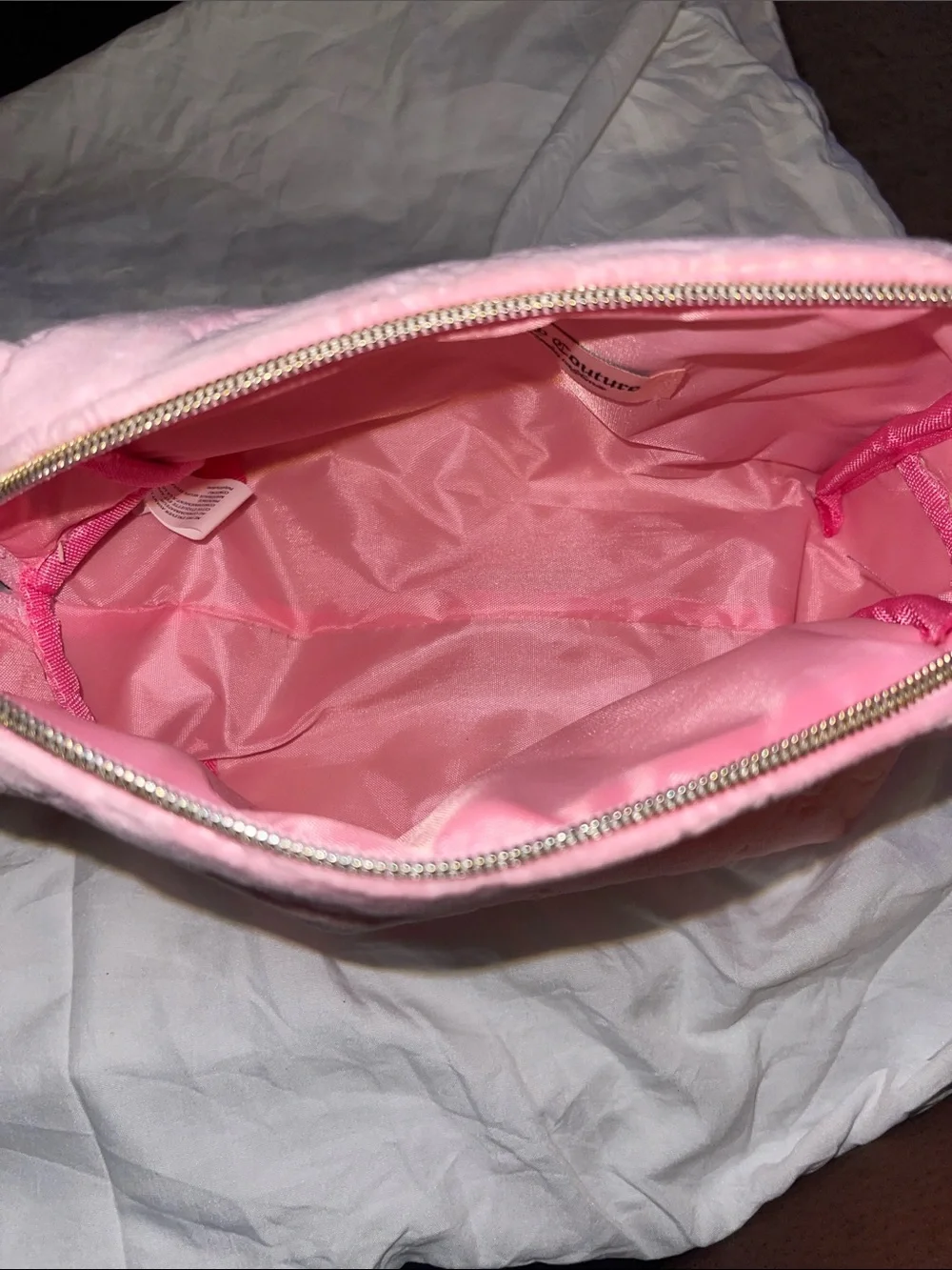 Juicy Couture Pink Velvet Crown Logo Cosmetic Case